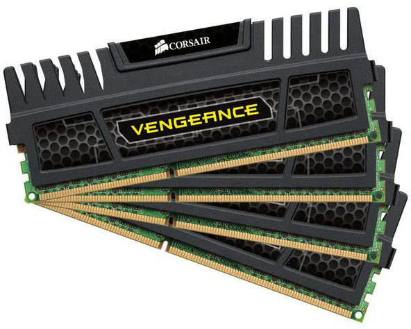CMZ16GX3M4X1600C9 Corsair Vengeance 16GB Kit (4 X 4GB) PC3-12800 DDR3-1600MHz non-ECC Unbuffered CL9 240-Pin