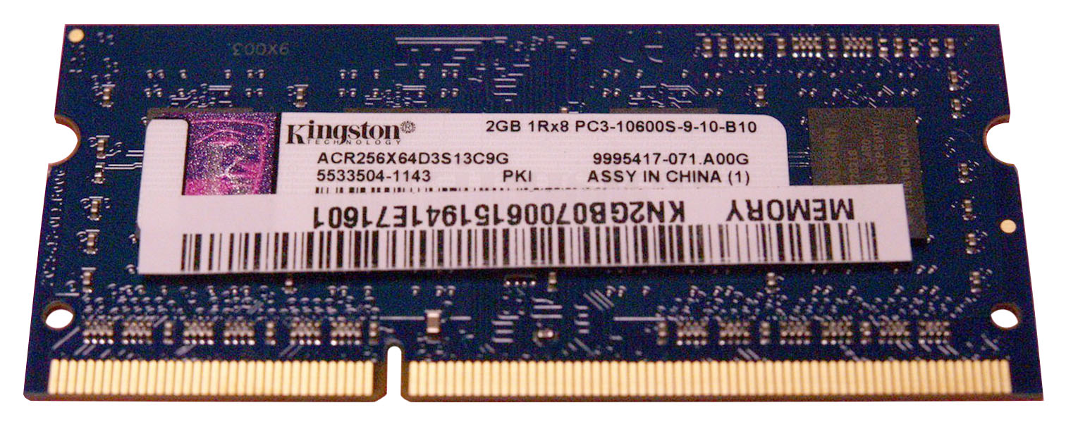 ACR256X64D3S13C9G Kingston 2GB PC3-10600 DDR3-1333MHz non-ECC Unbuffered CL9 204-Pin