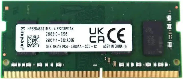 HP32D4S2S1MR-4 Kingston 4GB PC4-25600 DDR4-3200MHz Non-ECC Unbuffered CL22 260-Pin