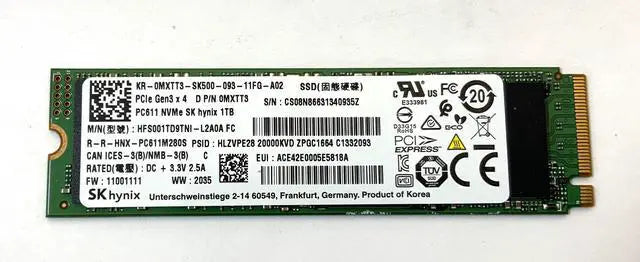 HFS001TD9TNI-L2A0A SK Hynix 1TB PCI Express 3.0 x4 NVMe M.2 2280