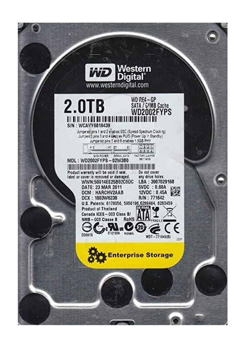 WD2002FYPS-02W3B0 Western Digital Enterprise RE4-GP 2TB 5400RPM SATA 3Gbps 64MB Cache 3.5" HDD