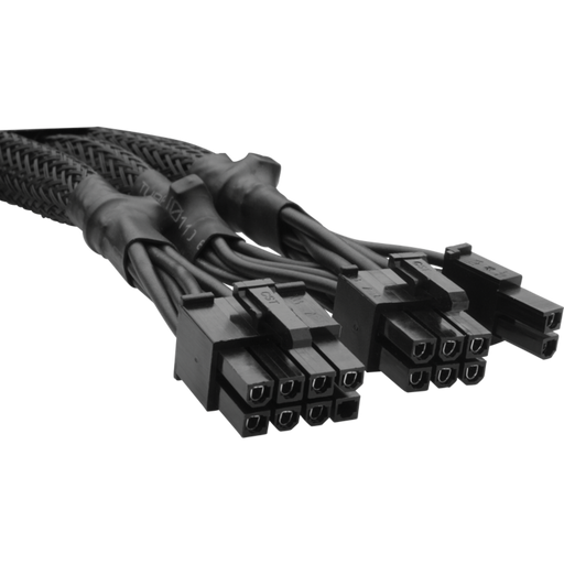 Type 4 - Flat Black Ribbon Cable Black PCIe Pig Tail - Rebuild IT