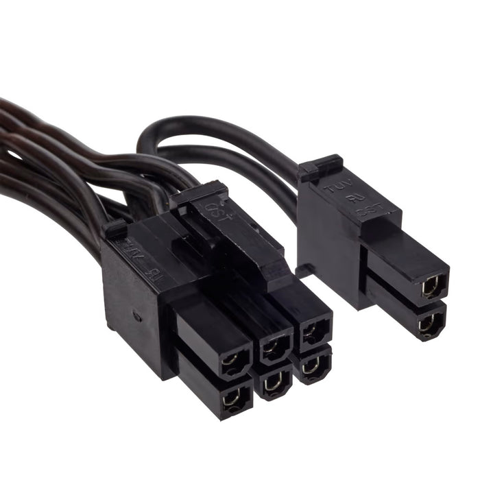 Type 3 - Flat Black Ribbon Cable PCIe Pig Tail 6+2-pin