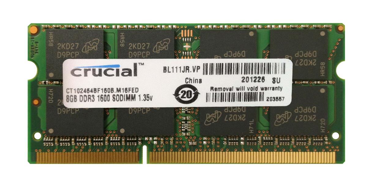 CT102464BF160B.M16FP Crucial 8GB PC3L-12800 DDR3-1600MHz non-ECC Unbuffered CL11 204-Pin