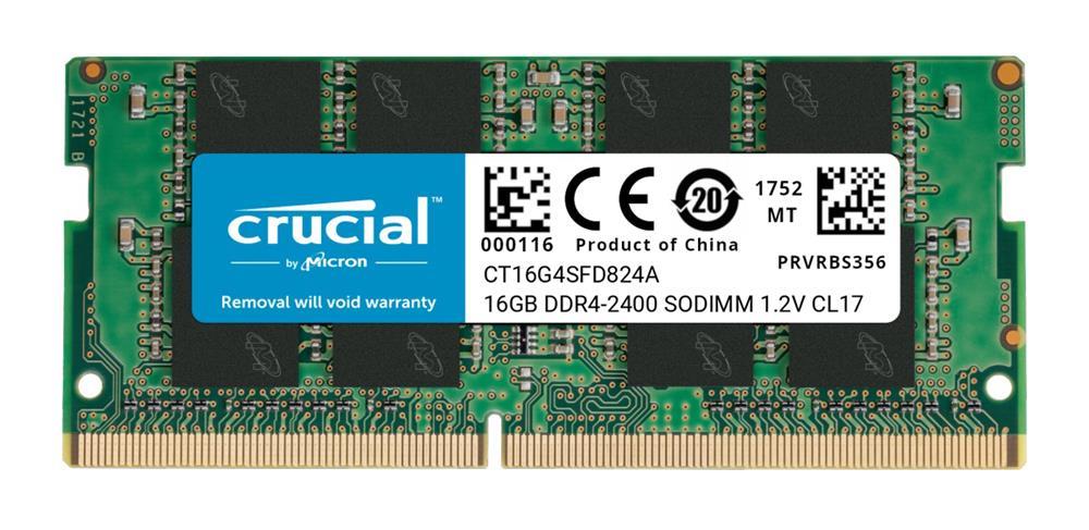 CT16G4SFD824A.C16FDD1 Crucial 16GB PC4-19200 DDR4-2400MHz non-ECC Unbuffered CL17 260-Pin