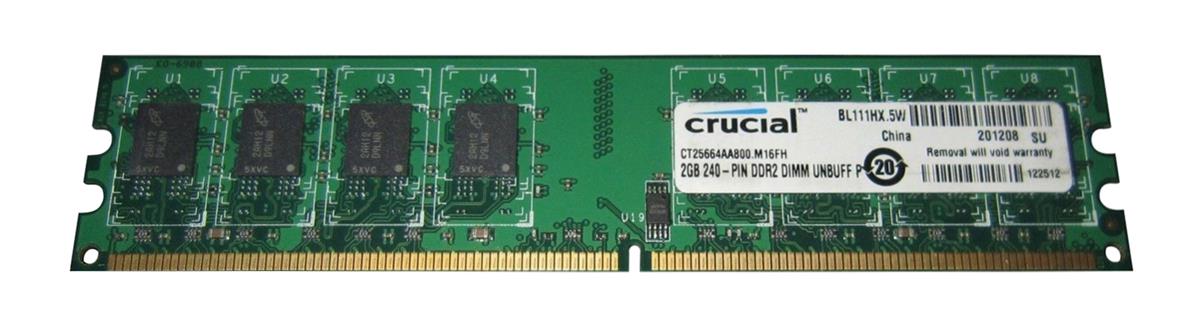 CT25664AA800.M16FH Crucial 2GB PC2-6400 DDR2-800MHz non-ECC Unbuffered CL6 240-Pin