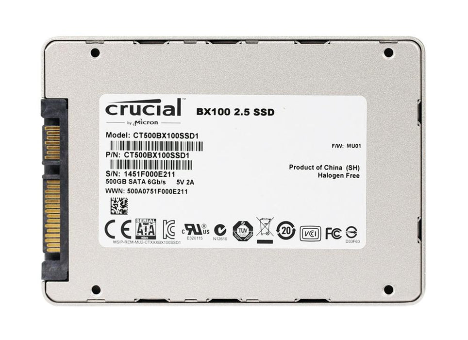 CT500BX100SSD1 Crucial BX100 Series 500GB MLC SATA 6Gbps 2.5" SSD