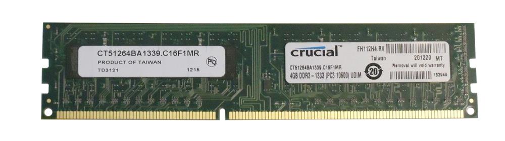 CT51264BA1339.C16F1MR Crucial 4GB PC3-10600 DDR3-1333MHz non-ECC Unbuffered CL9 240-Pin
