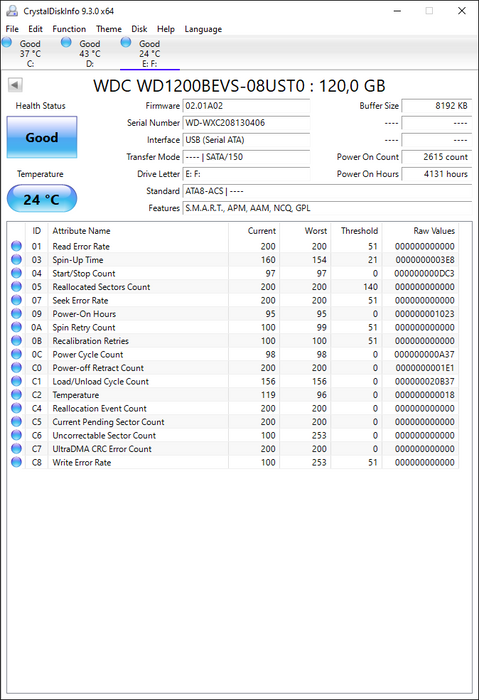 WD1200BEVS-08UST0 Western Digital Scorpio 120GB 5400RPM SATA 1.5Gbps 8MB Cache 2.5" HDD