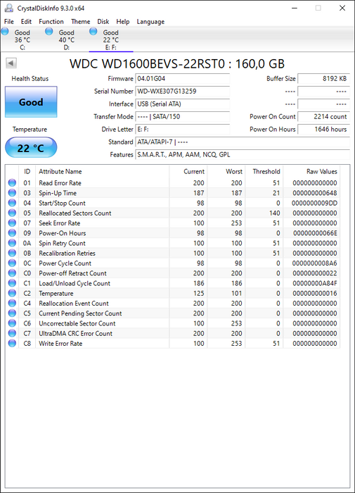 WD1600BEVS-22RST0 Western Digital Scorpio Blue 160GB 5400RPM SATA 1.5Gbps 8MB Cache 2.5" HDD