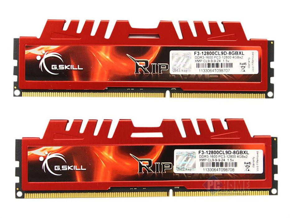 F3-12800CL9D-8GBXL G Skill RipJaws X Series 8GB Kit (2 X 4GB ) PC3-12800 DDR3-1600MHz 240-Pin