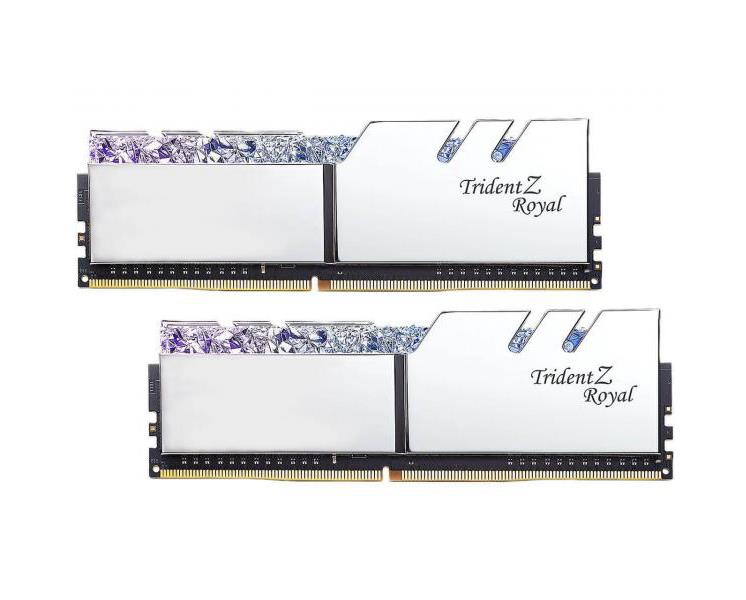 F4-3000C16D-16GTRS G.Skill TridentZ Royal Silver 16GB Kit (2 X 8GB) PC4-24000 DDR4-3000MHz non-ECC Unbuffered CL16 (16-18-18-38) 288-Pin