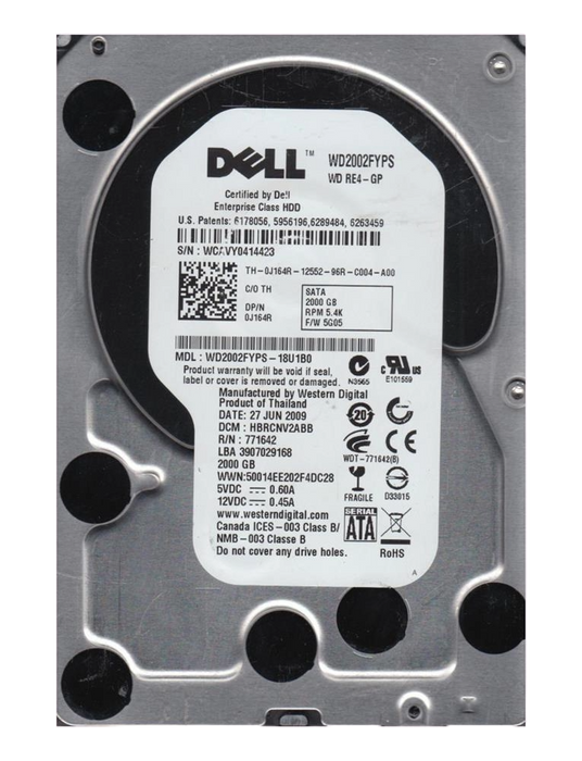 WD2002FYPS-18U1B0 Western Digital Enterprise RE4-GP 2TB 5400RPM SATA 3Gbps 64MB Cache 3.5" HDD (DEFEKT)