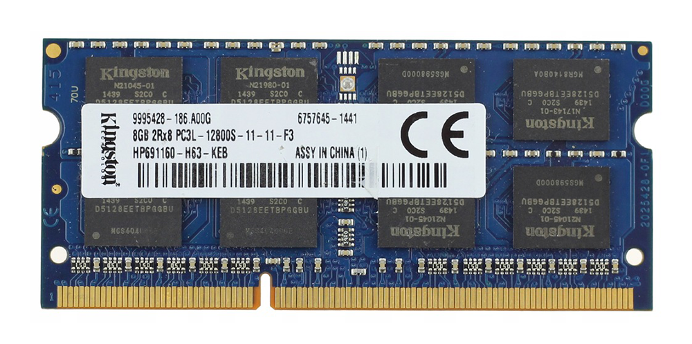 HP691160-H63-KEB Kingston 8GB PC3-12800 DDR3-1600MHz non-ECC unbuffered CL11 204-Pin