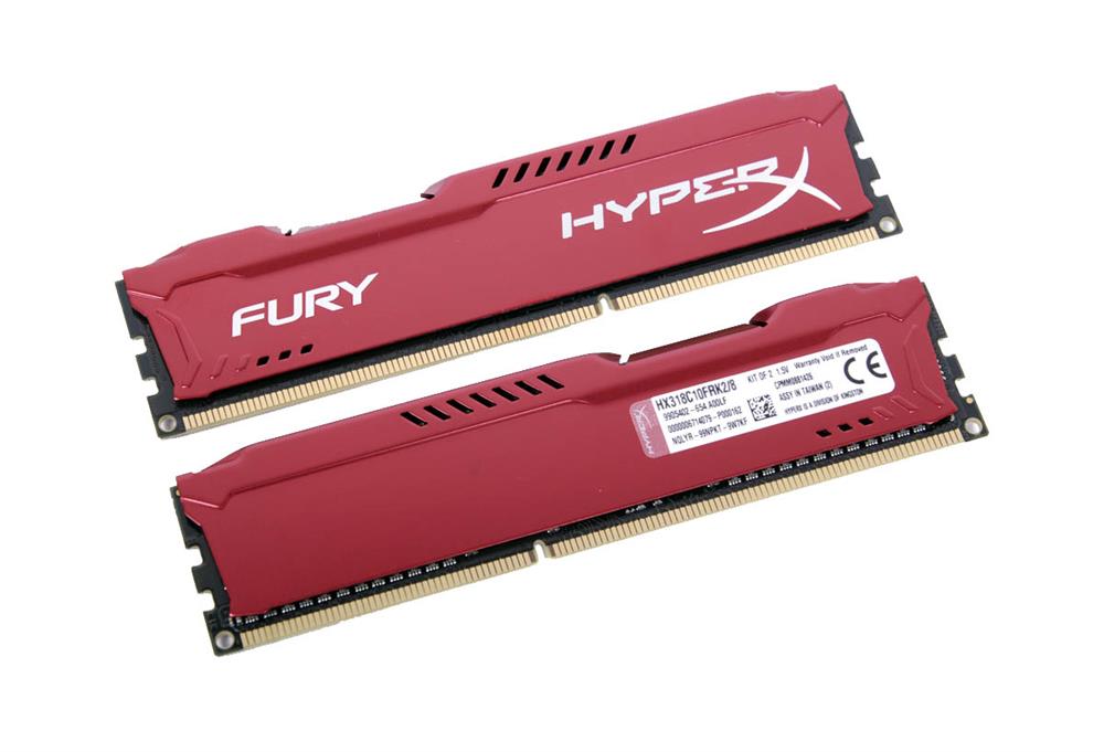 HX318C10FRK2/8 Kingston HyperX FURY Red Series 8GB Kit (2 X 4GB) PC3-14900 DDR3-1866MHz non-ECC Unbuffered CL10 240-Pin
