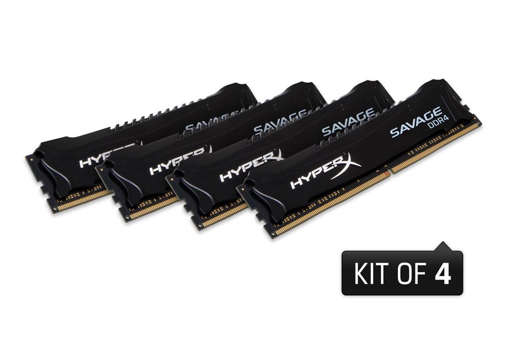 HX430C15SB2K4/32 Kingston XMP HyperX Savage Black 32GB Kit (4 X 8GB) PC4-24000 DDR4-3000MHz non-ECC Unbuffered CL15 (15-16-16) 288-Pin