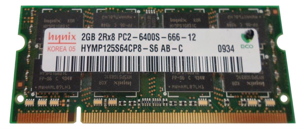HYMP125S64CP8-S6-AB-C Hynix 2GB PC2-6400 DDR2-800MHz non-ECC Unbuffered CL6 200-Pin
