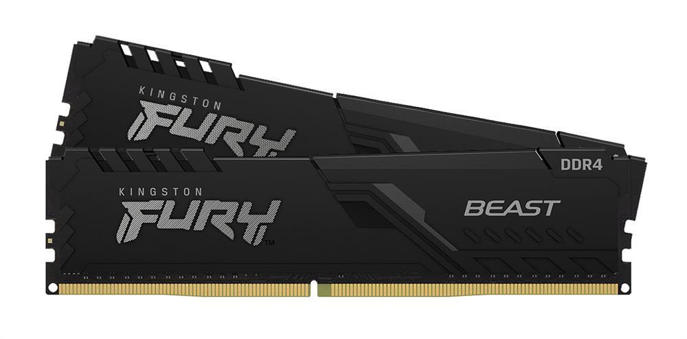 KF432C16BBK2/64 Kingston FURY Beast Black 64GB Kit (2 X 32GB) PC4-25600 DDR4-3200MHz non-ECC Unbuffered CL16 288-Pin