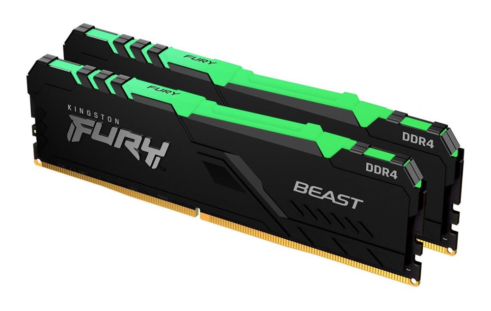 KF436C18BBAK2/32 Kingston FURY Beast RGB 32GB Kit (2 X 16GB) PC4-28800 DDR4-3600MHz non-ECC Unbuffered CL18 288-Pin