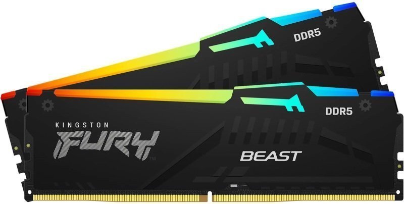KF560C36BBEAK2-64 Kingston FURY Beast Black RGB 64GB Kit (2 X 32GB) PC5-48000 DDR5-6000MHz Non-ECC Unbuffered CL36 288-Pin