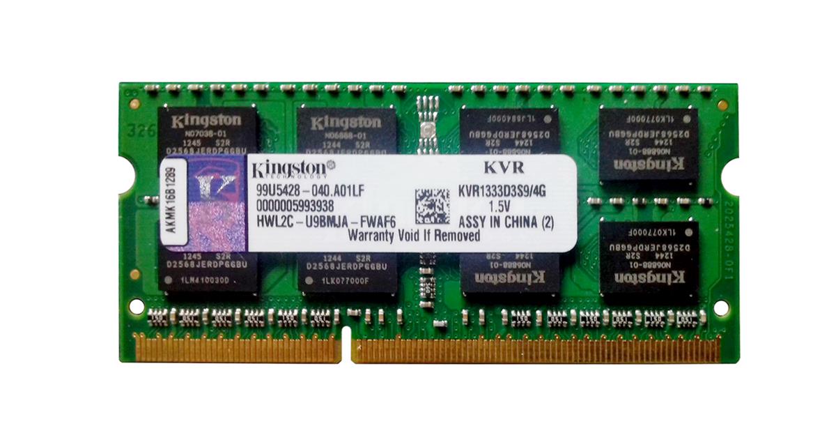 KVR1333D3S9/4G Kingston 4GB PC3-10600 DDR3-1333MHz non-ECC Unbuffered CL9 204-Pin