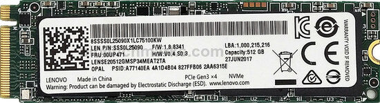 LENSE30512GMSP34MEAT3TA Lenovo 512GB PCI Express 3.0 NVMe M.2 2280