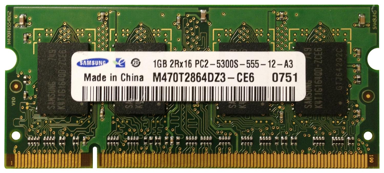 M470T2864DZ3-CE6 Samsung 1GB PC2-5300 DDR2-667MHz non-ECC Unbuffered CL5 200-Pin