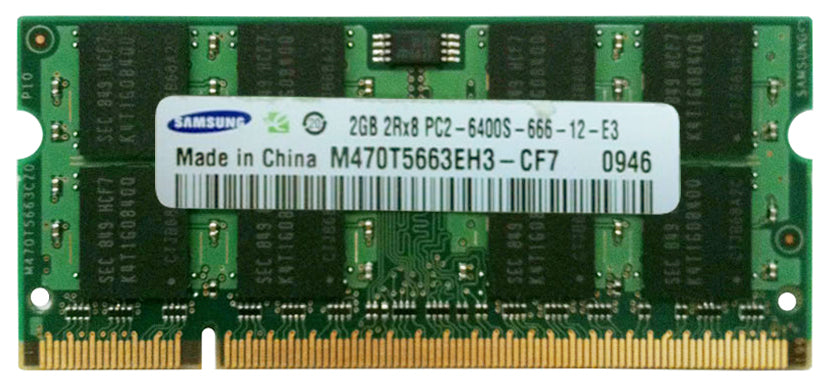 M470T5663EH3-CF7 Samsung 2GB PC2-6400 DDR2-800MHz non-ECC Unbuffered CL6 200-Pin