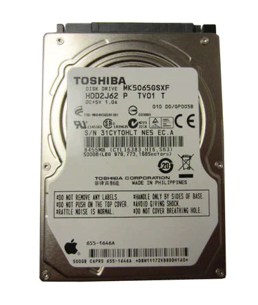MK5065GSXF Toshiba 500GB 5400RPM SATA 3Gbps 8MB Cache 2.5" HDD