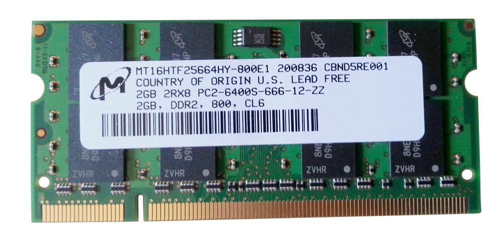 MT16HTF25664HY-800E1 Micron 2GB PC2-6400 DDR2-800MHz non-ECC Unbuffered CL6 200-Pin