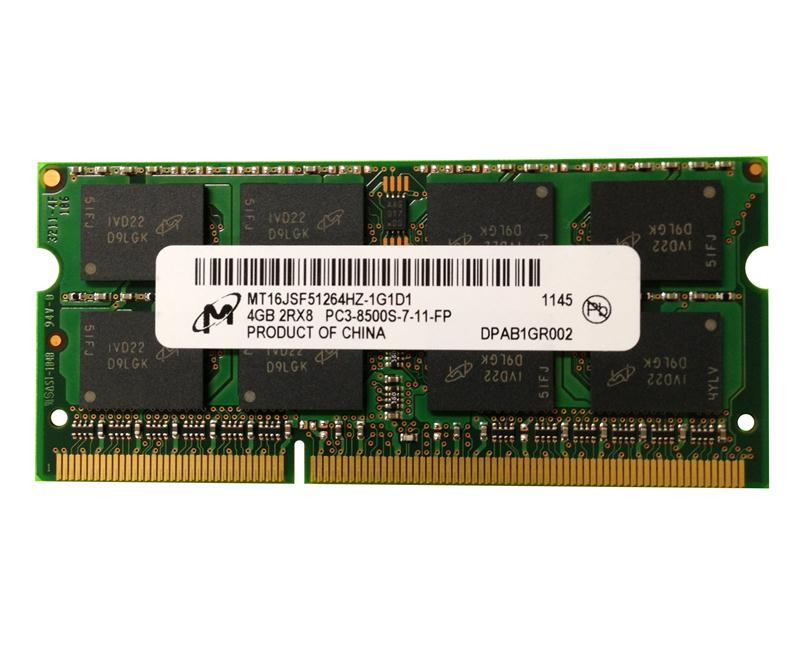 MT16JSF51264HZ-1G1D1 Micron 4GB PC3-8500 DDR3-1066MHz non-ECC Unbuffered CL7 204-Pin