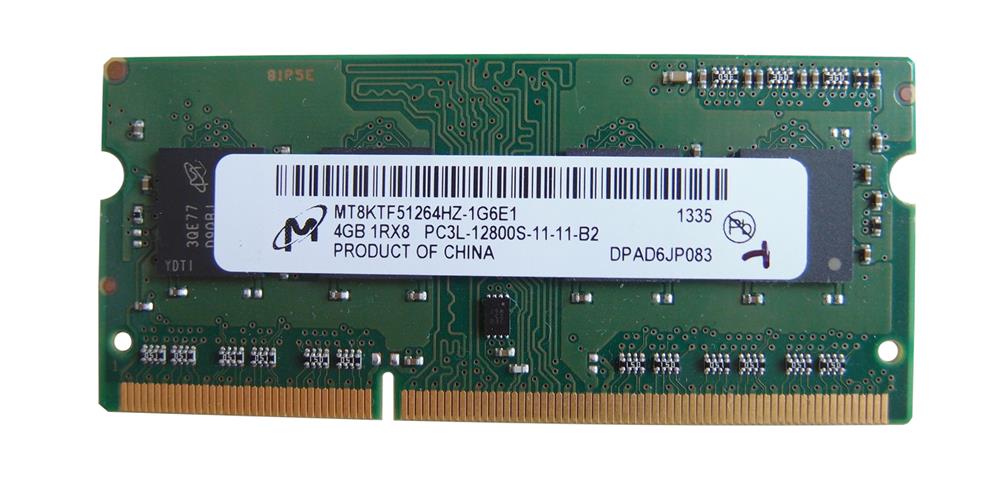 MT8KTF51264HZ-1G6E1 Micron 4GB PC3-12800 DDR3-1600MHz non-ECC Unbuffered CL11 204-Pin