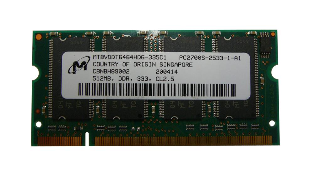 MT8VDDT6464HDG-335C1 Micron 512MB PC2700 DDR-333MHz non-ECC Unbuffered CL2.5 200-Pin