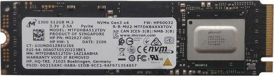 MTFDHBA512TDV-1AZ1AABHA Micron 2300 512GB TLC PCIe 3.0 x4 NVMe M.2 2280 SSD