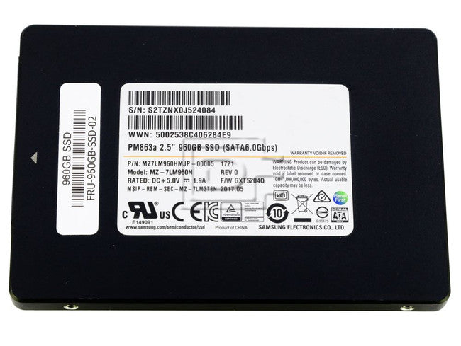 MZ7LM960HMJP-00005 Samsung PM863a Series 960GB TLC SATA 6Gbps (AES-256 / PLP) 2.5" SSD