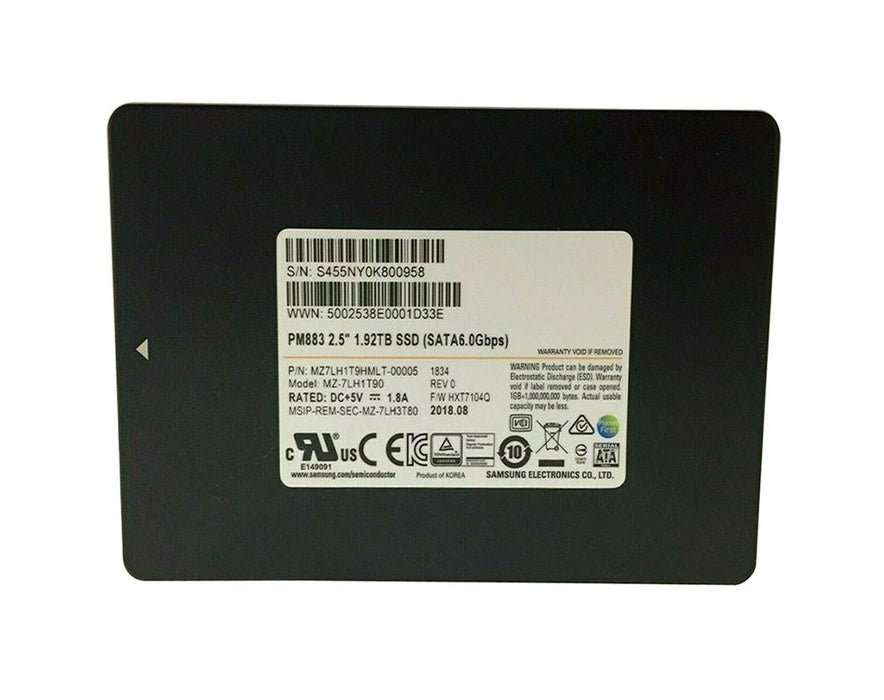 MZ7LH1T9HMLT-00005 Samsung PM883 MZ7LH1T9HMLT 1.92TB Solid State Drive SATA (SATA/600) 2.5" SSD