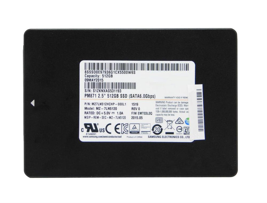 MZ7LN512HCHP-000L1 Samsung PM871 Series 512GB TLC SATA 6Gbps Mainstream Endurance (AES-256) 2.5