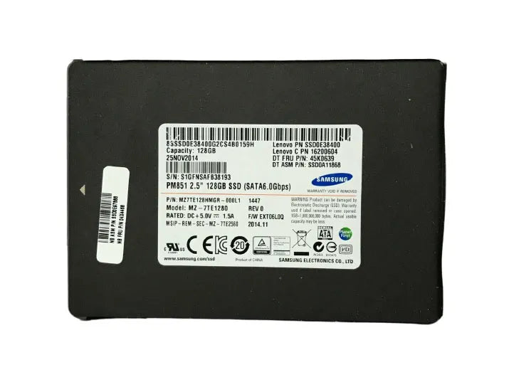 MZ7TE128HMGR-000L2 Samsung PM851 Series 128GB TLC SATA 6Gbps Extreme Performance (AES-256) 2.5" SSD
