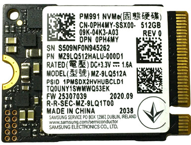 MZ9LQ512HALU-000D1 Samsung PM991 512GB PCIe 3.0 NVMe M.2 2230 SSD