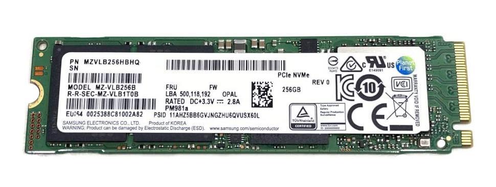 MZVLB256HBHQ-00000 Samsung PM981a Series 256GB TLC PCI Express 3.0 x4 NVMe (AES-256 / TCG Opal 2.0) M.2 2280
