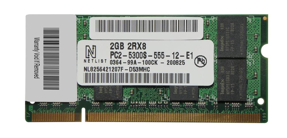 NL8256421207F-D53MHC NetList 2GB PC2-5300 DDR2-667MHz non-ECC Unbuffered CL5 200-Pin