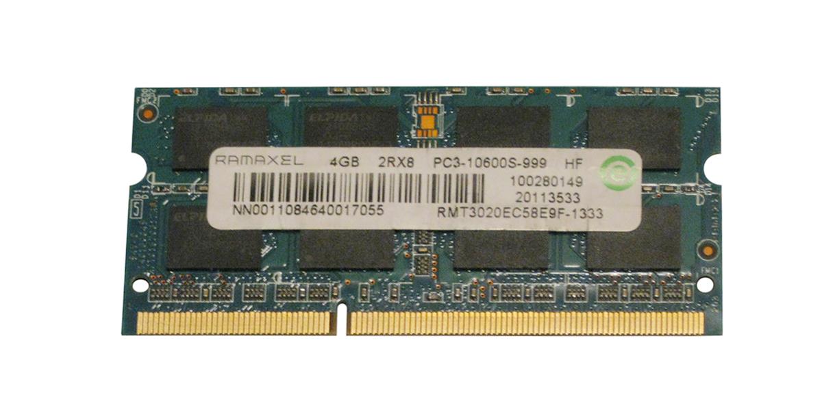 RMT3020EC58E9F-1333 Ramaxel 4GB PC3-10600 DDR3-1333MHz non-ECC Unbuffered CL9 204-pin