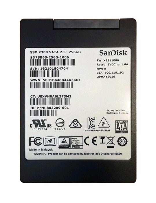 SD7SB6S-256G-1006 SanDisk X300 256GB TLC SATA 6Gbps 2.5" SSD