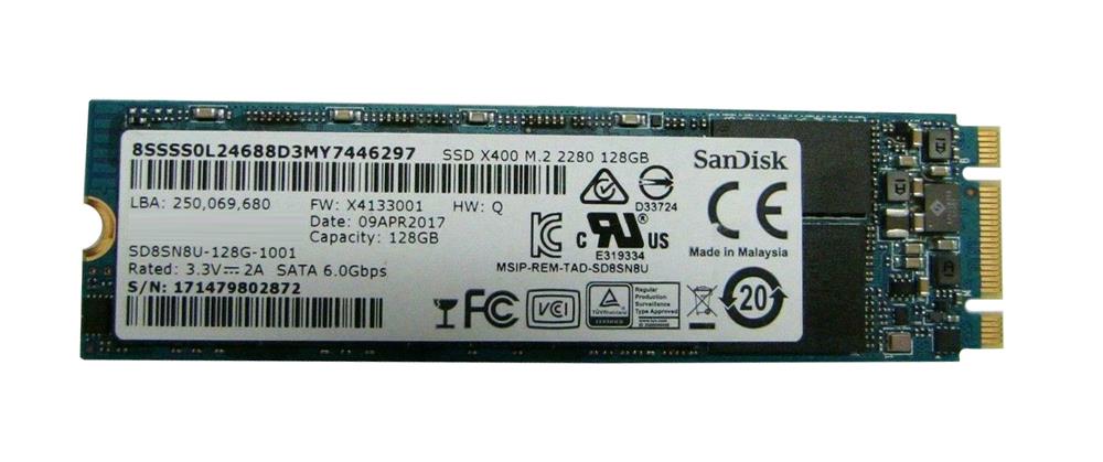 SD8SN8U-128G-1001 SanDisk X400 128GB TLC SATA 6Gbps (AES-256) M.2 2280