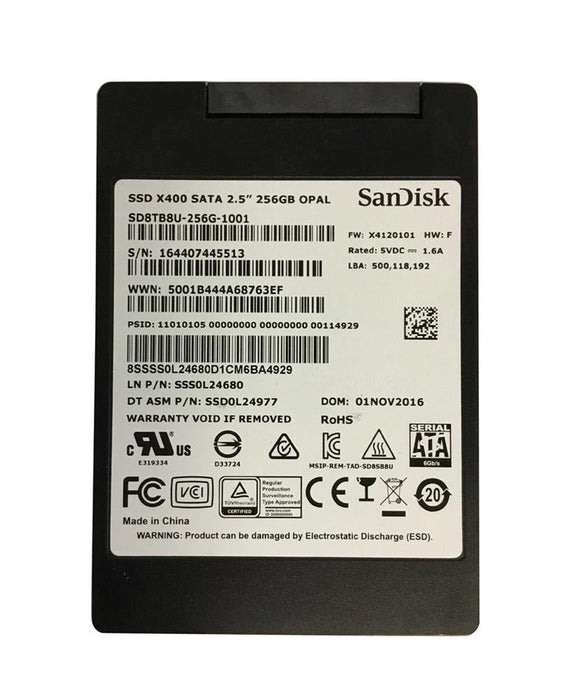 SD8TB8U-256G-1001 SanDisk X400 256GB TLC SATA 6Gbps (AES-256 / SED TCG Opal 2.0) 2.5" SSD