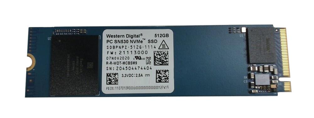 SDBPNPZ-512G-1114 Western Digital PC SN530 Series 512GB PCI Express NVMe 3.0 x4 M.2 2280