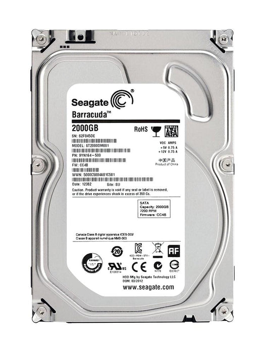 ST2000DM001 Seagate Barracuda 2TB 7200RPM SATA 6Gbps 64MB Cache 3.5" HDD
