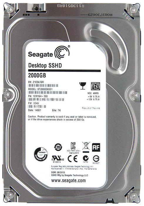 ST2000DX001-1CM164 Seagate Desktop SSHD 2TB 7200RPM SATA 6Gbps 64MB Cache 8GB SSD 3.5" HDD