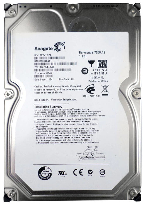 ST31000528AS-9SL154 Seagate Barracuda 7200.12 1TB 7200RPM SATA 3Gbps 32MB Cache 3.5" HDD (DEFEKT)