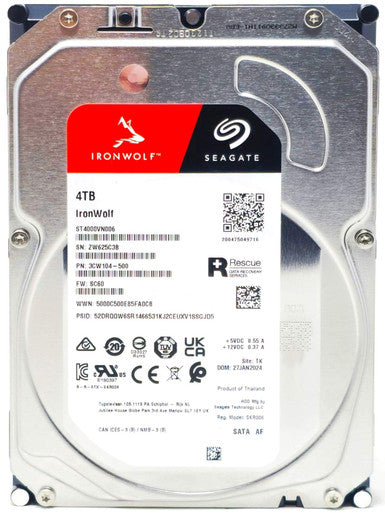 ST4000VN006-3CW104 Seagate IronWolf 4TB 5400RPM SATA 6Gbps 256MB Cache (512e) 3.5" HDD